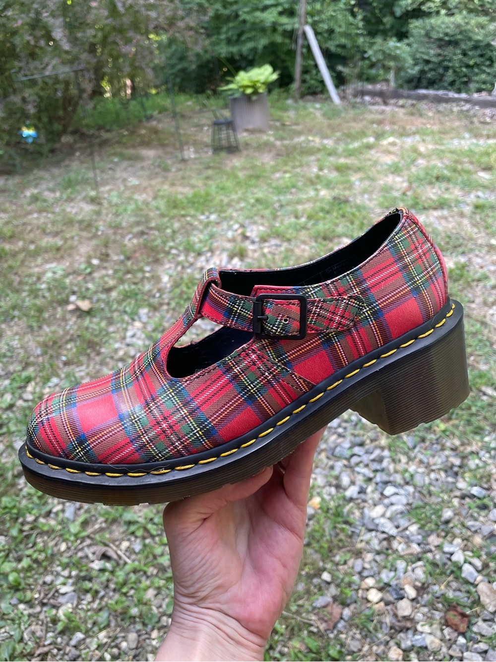 Dr Martens Sofia Plaid Mary Jane Shoes Size 10
